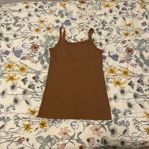 No Boundaries Brown Ribbed Spaghetti Strap Tank